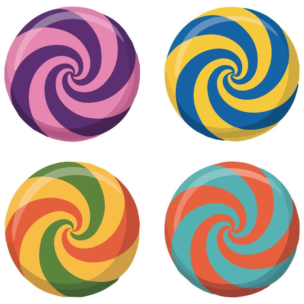 Sweet candy lollipops set isolated white background vector