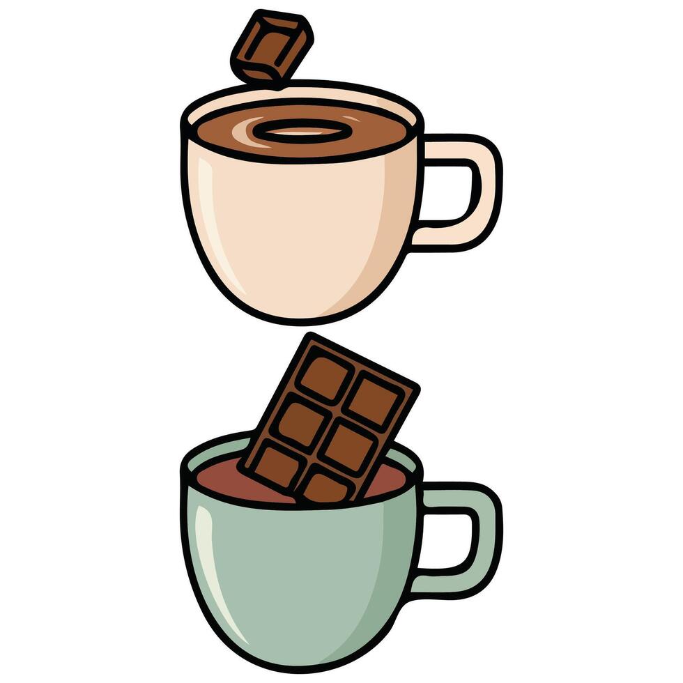 Coffee cups side view isolated white background vector