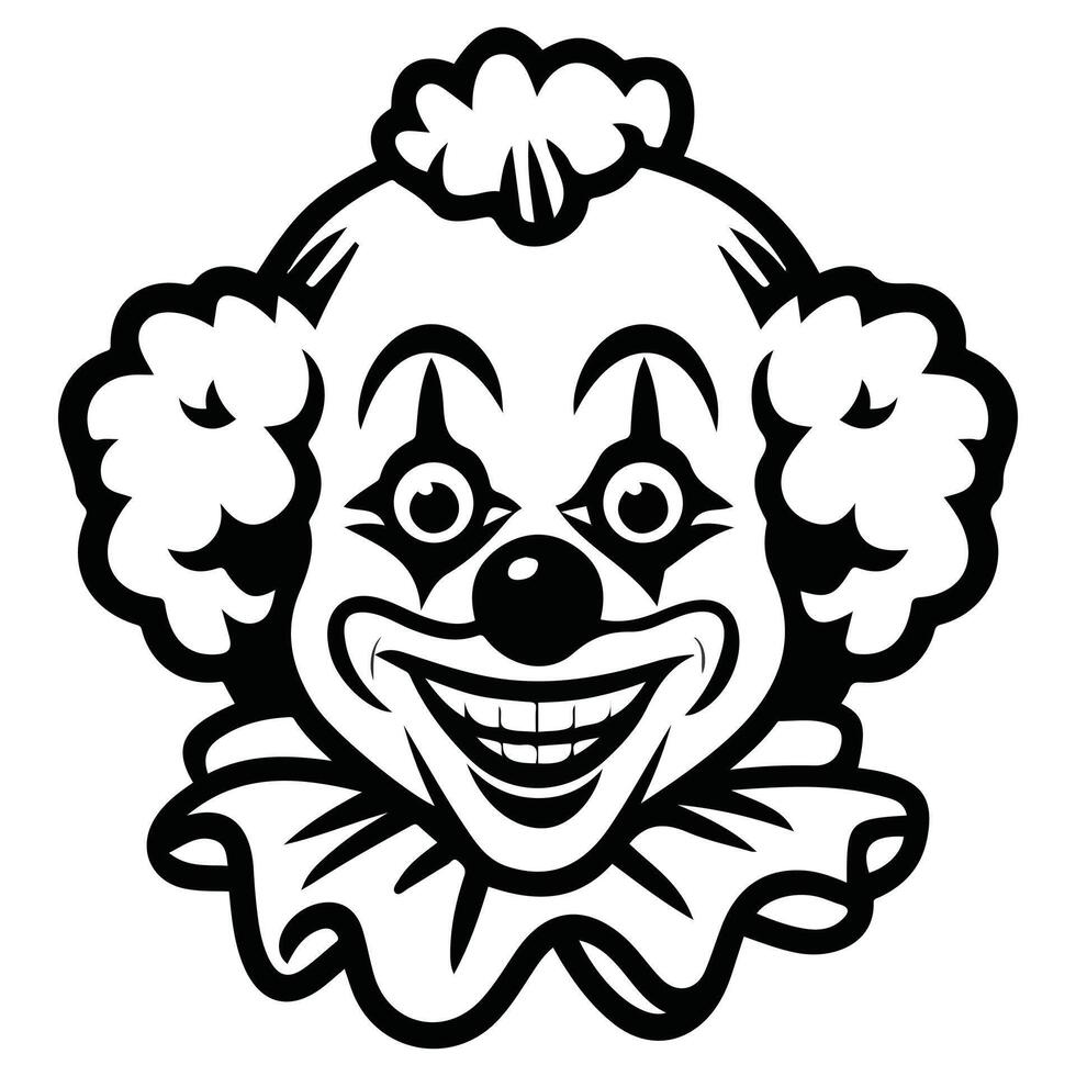 Monochrome clown face isolated white background vector