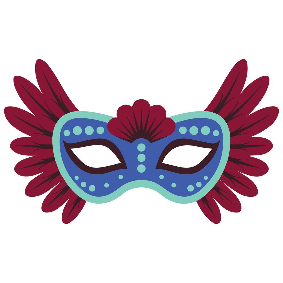 Carnival mask with feathers isolated white background vector