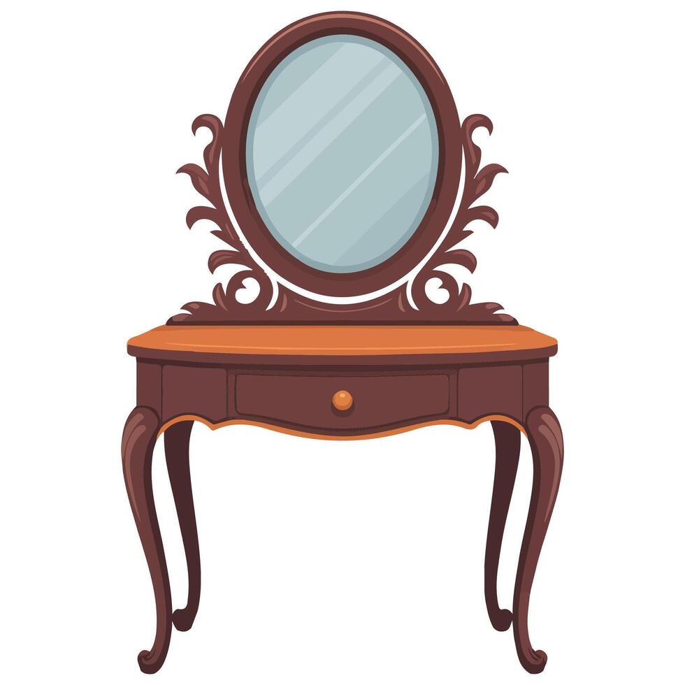 Dressing table cupboard flat isolated white background vector