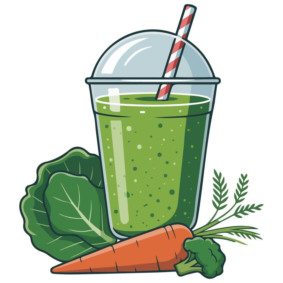 Green smoothie healthy drink isolated white background vector