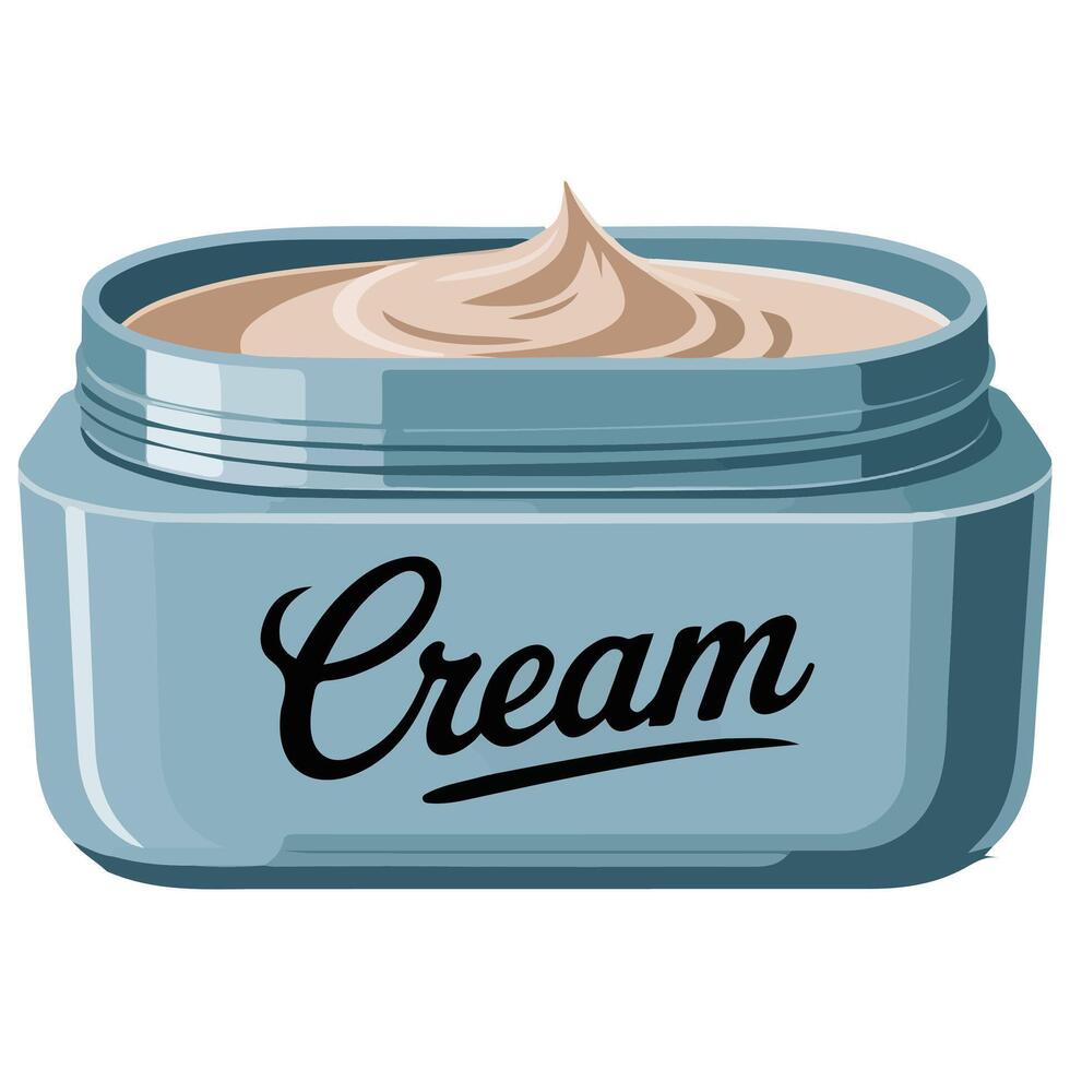 Open jar of cream isolated white background vector