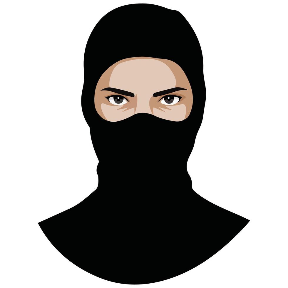 Terrorist mask front view isolated white background vector