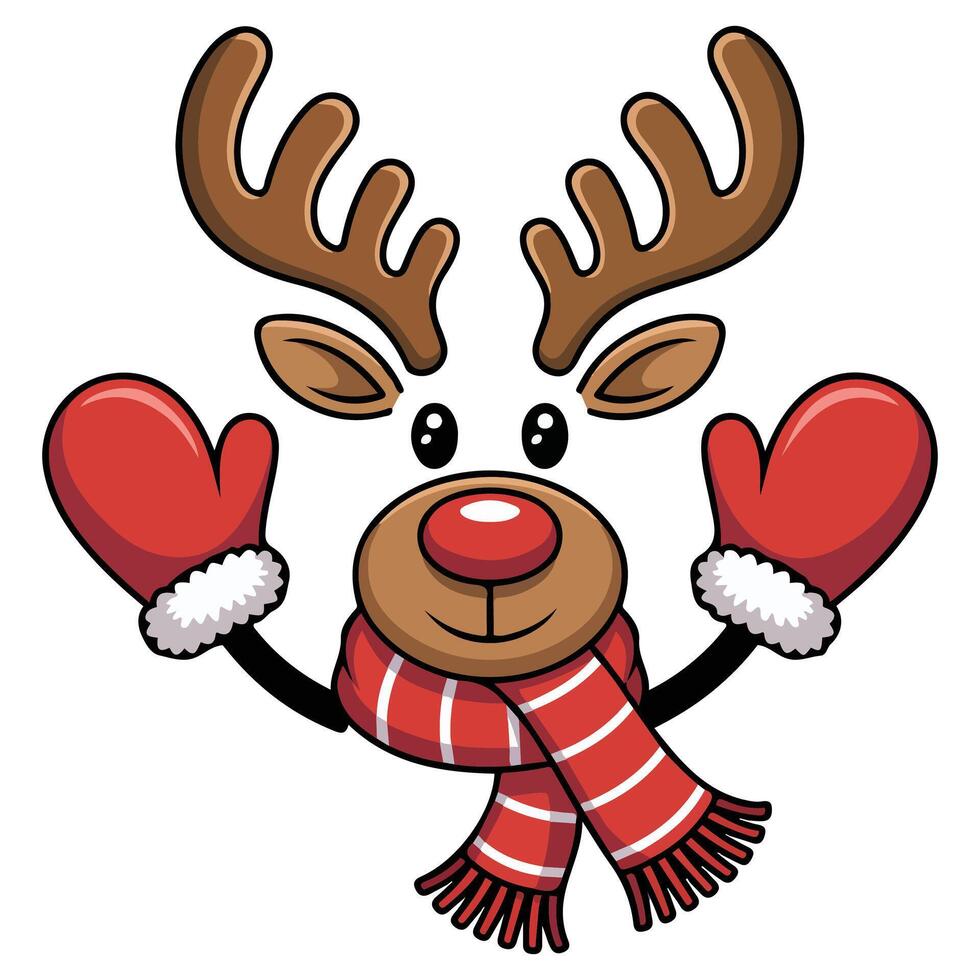 Christmas reindeer mask set isolated white background vector