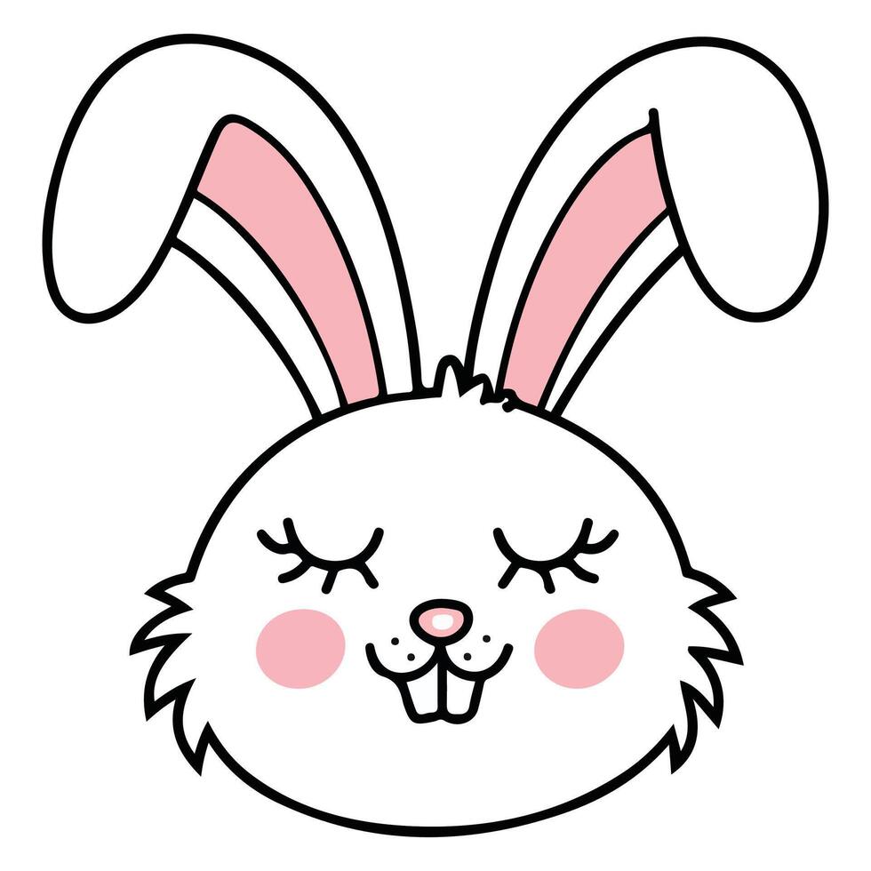 Cute gray rabbit face isolated white background vector