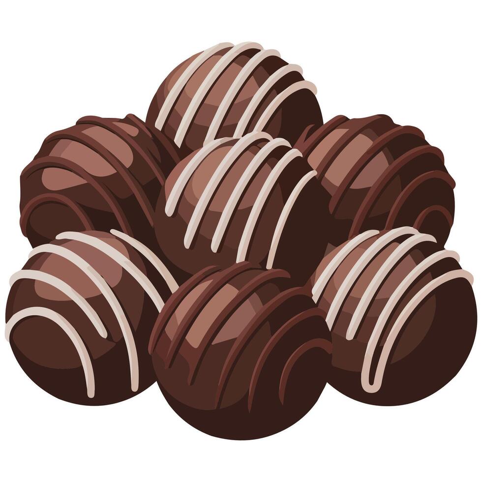Truffle chocolate bonbon snack isolated white background vector