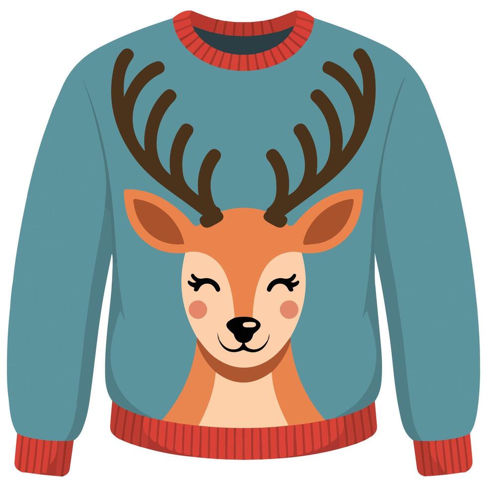 Sweater with cute deer isolated white background vector