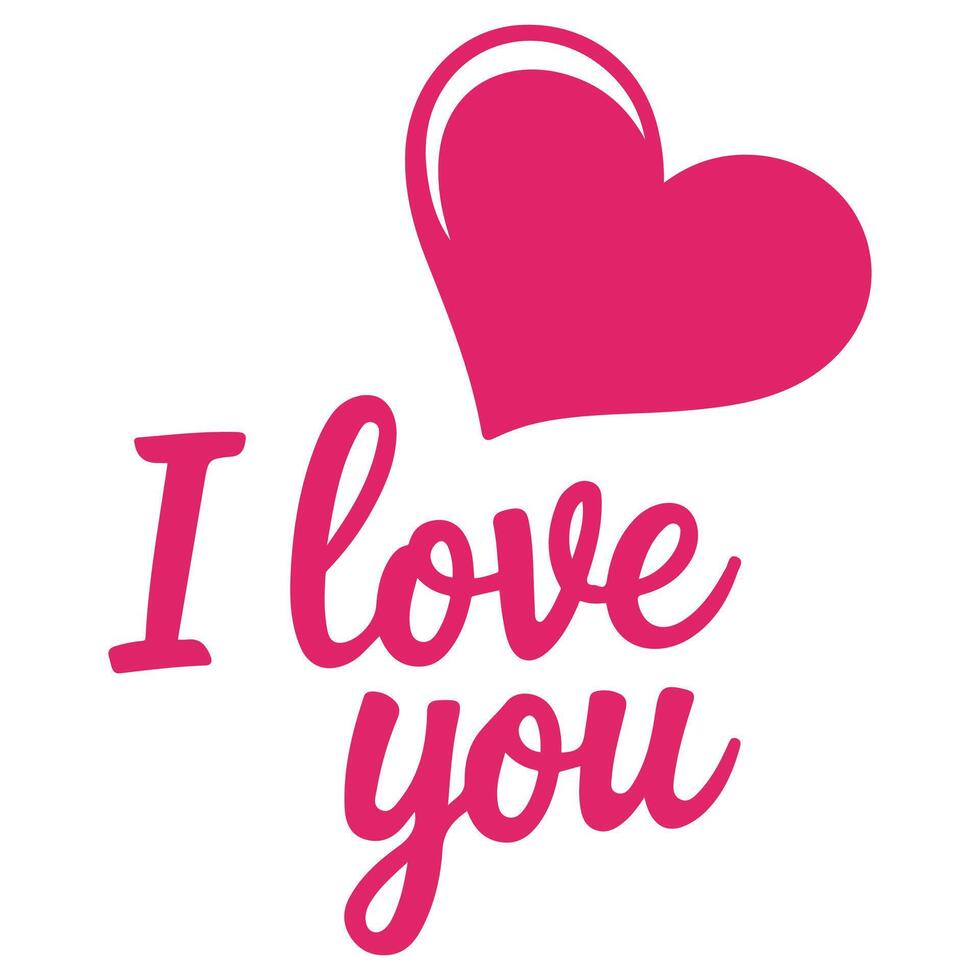 I love you text heart isolated white background vector
