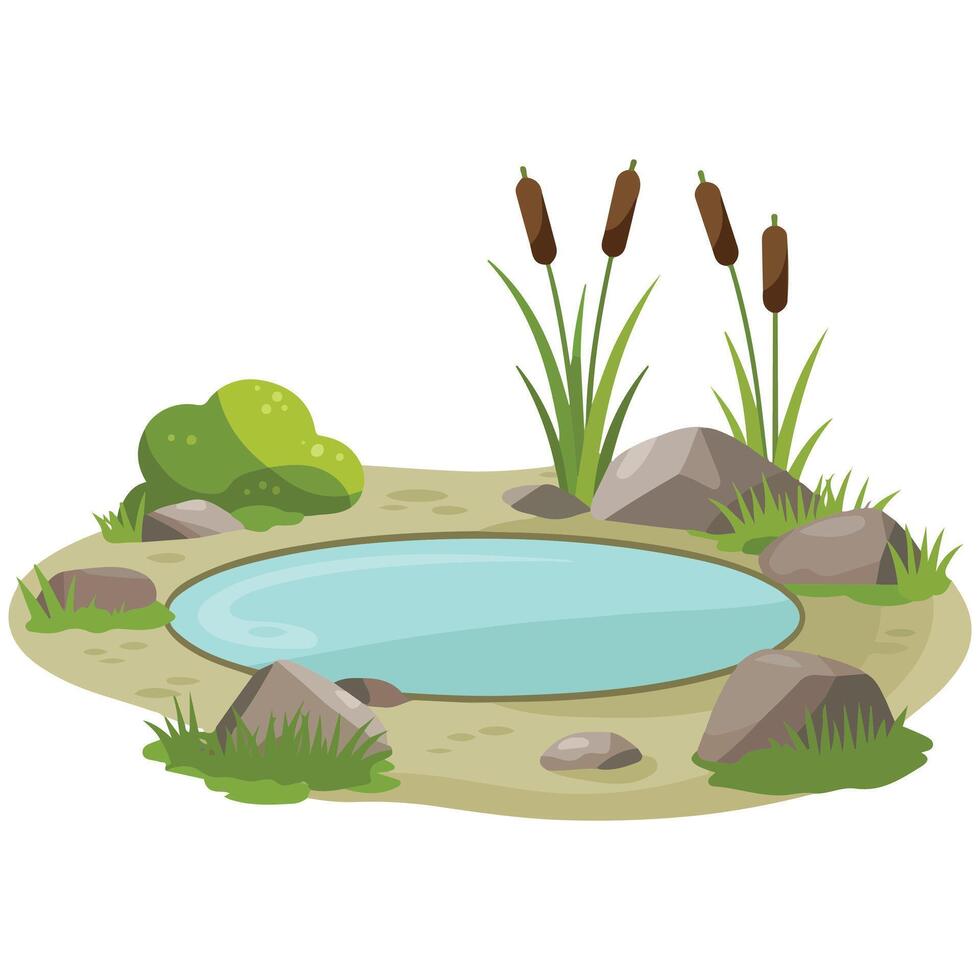 Lake icon water reeds isolated white background vector