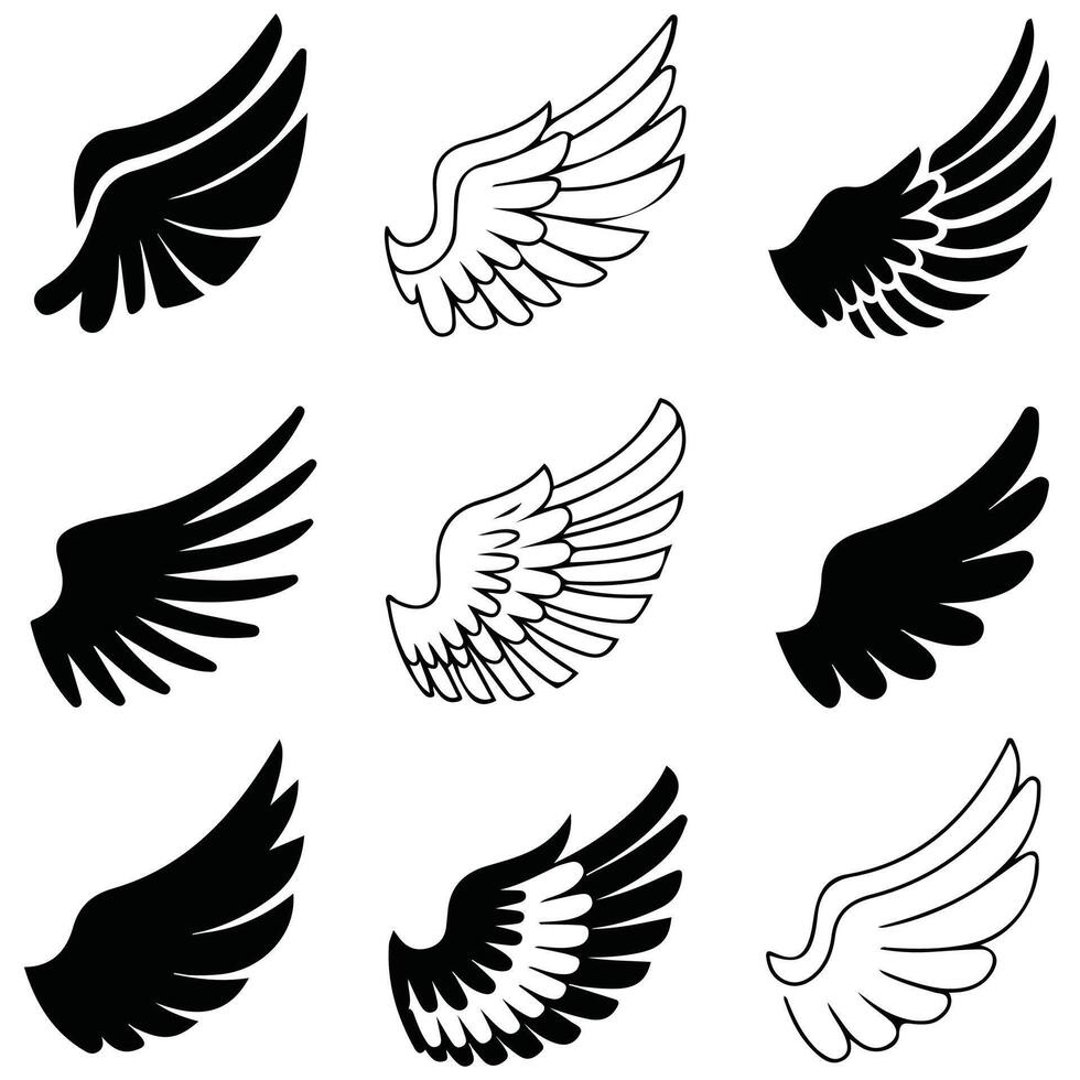 wings flat design isolated white background vector