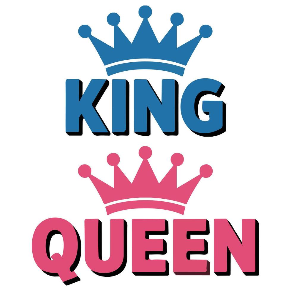 King queen couple design isolated white background vector