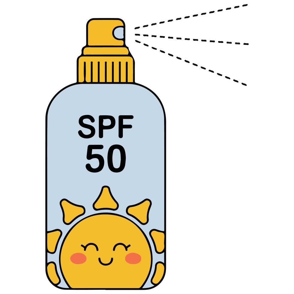 Sunscreen spray bottle SPF isolated white background vector