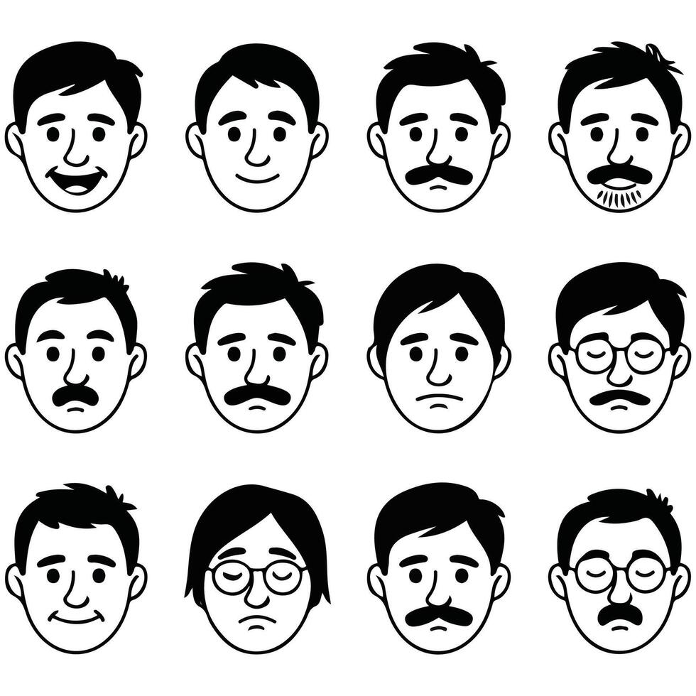 Stress feelings characters set isolated white background vector