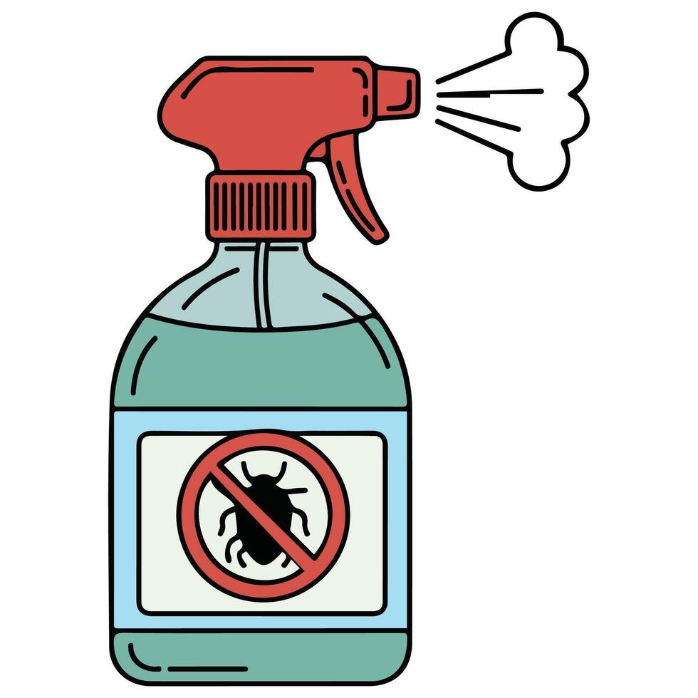 Tick spray bottle insect isolated white background vector
