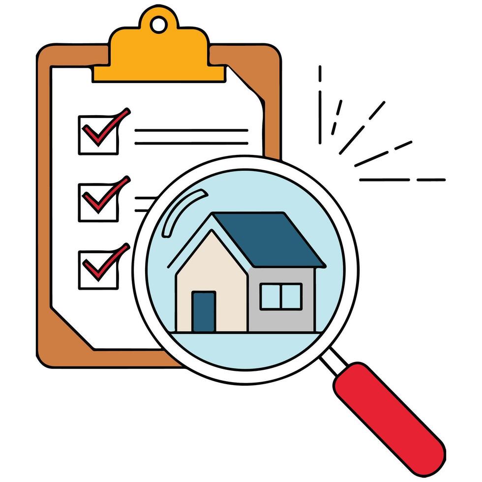 House assessment magnifier isolated white background vector