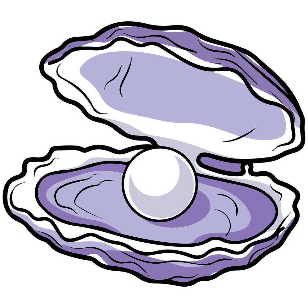 Clam with pearl inside isolated white background vector