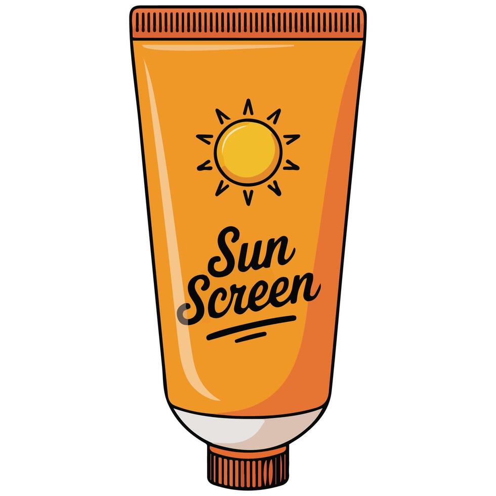 Sun screen orange package isolated white background vector