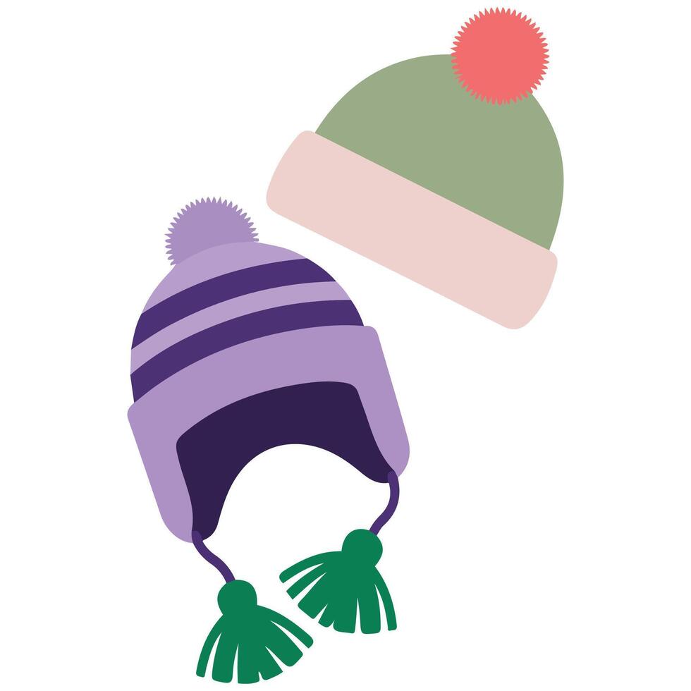 Winter hats earmuffs set isolated white background vector