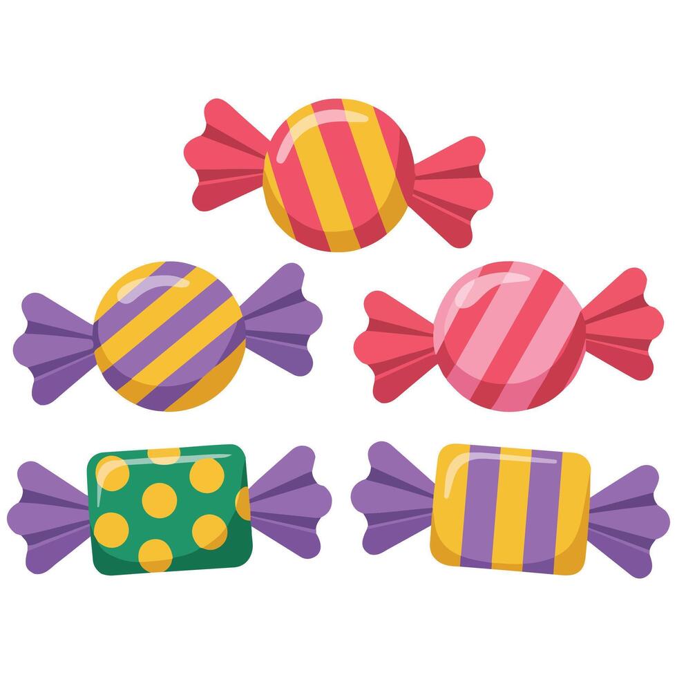 Colorful sweets collection set isolated white background vector