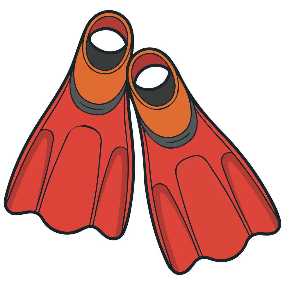Swimming fins diving equipment isolated white background vector