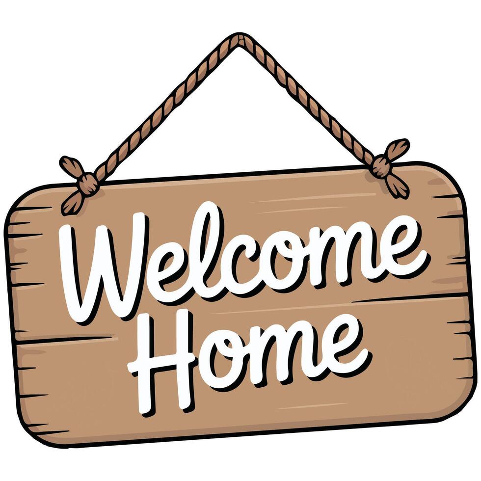 Welcome wooden sign board isolated white background vector