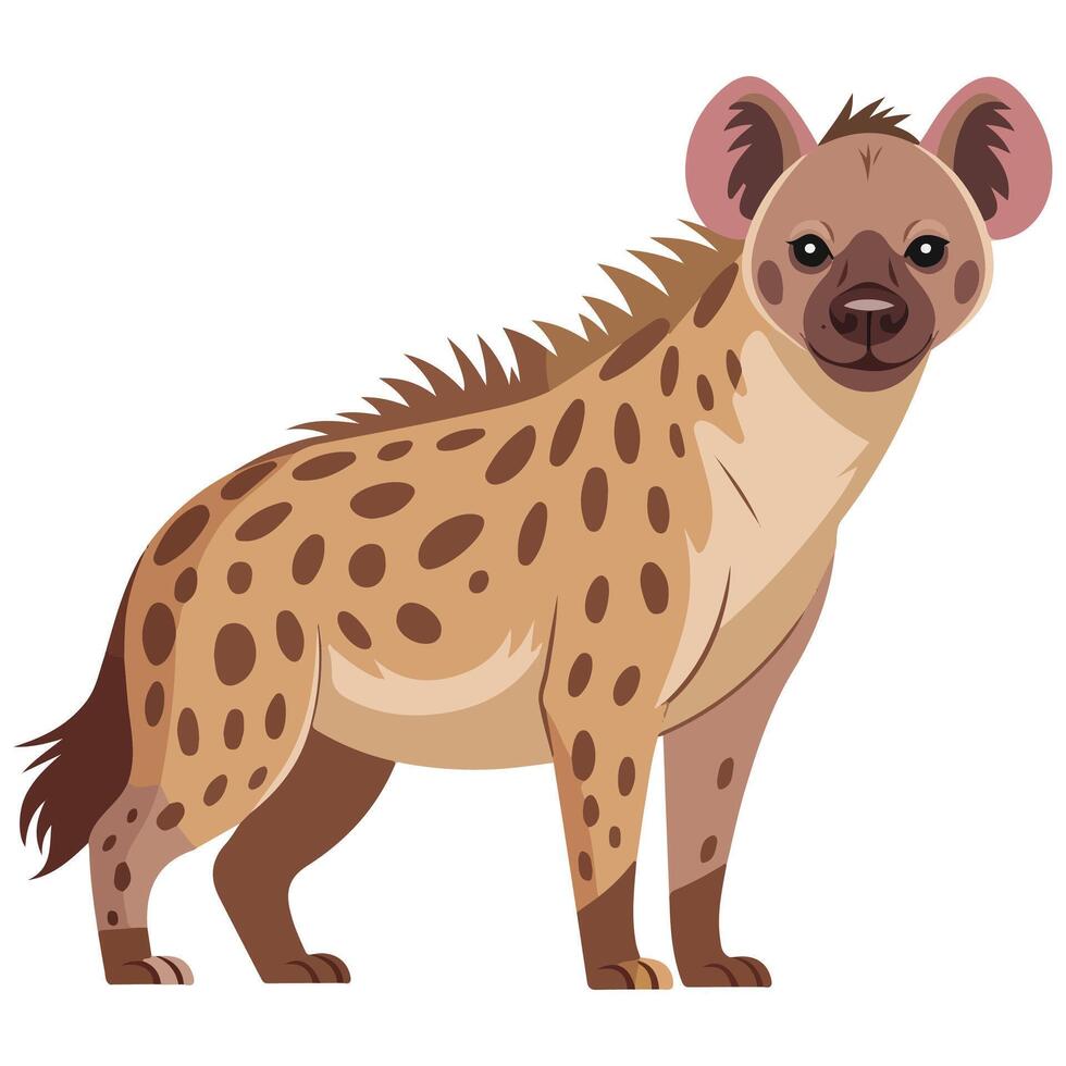 Funny hyena walking cartoon isolated white background vector