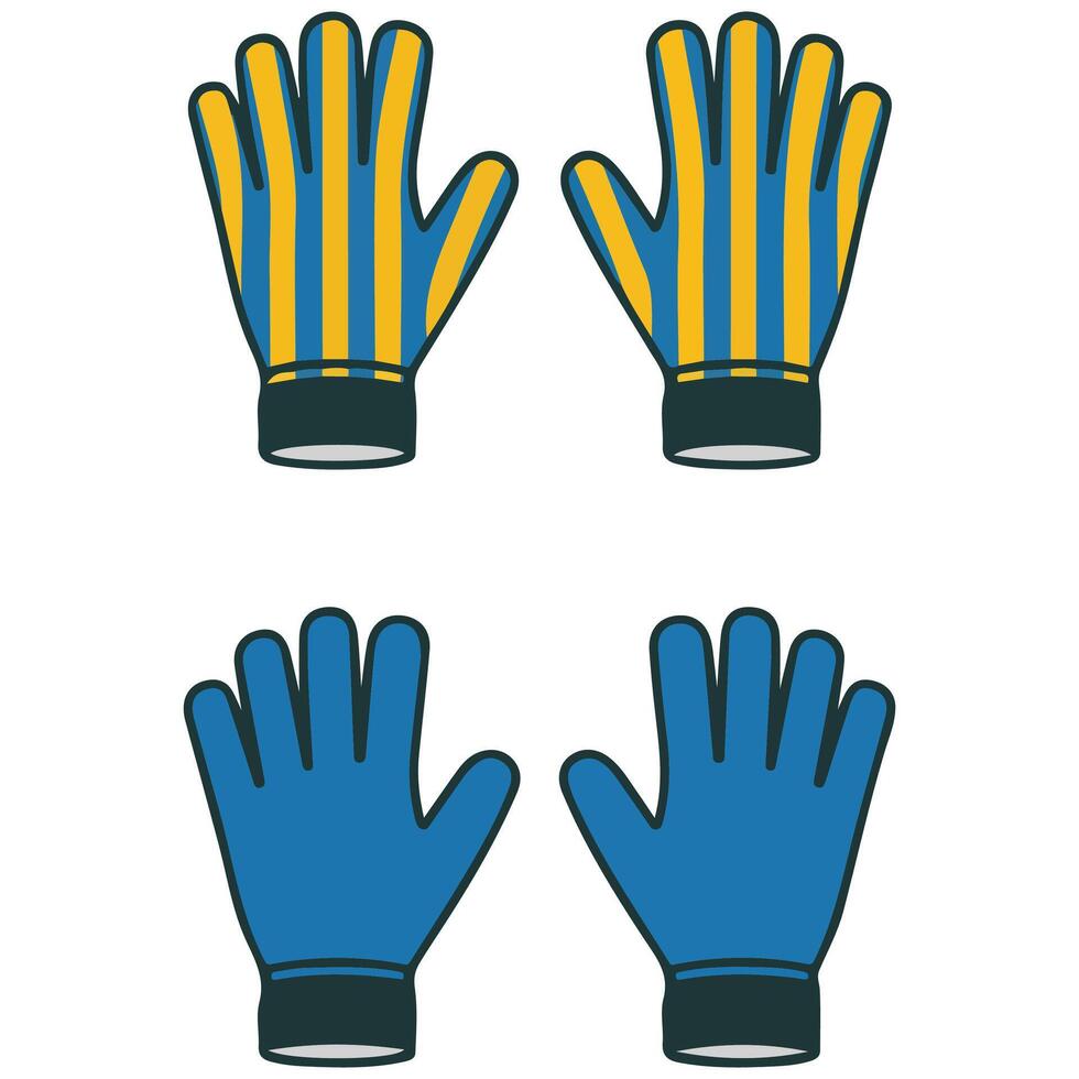 Goalkeeper gloves front back isolated white background vector