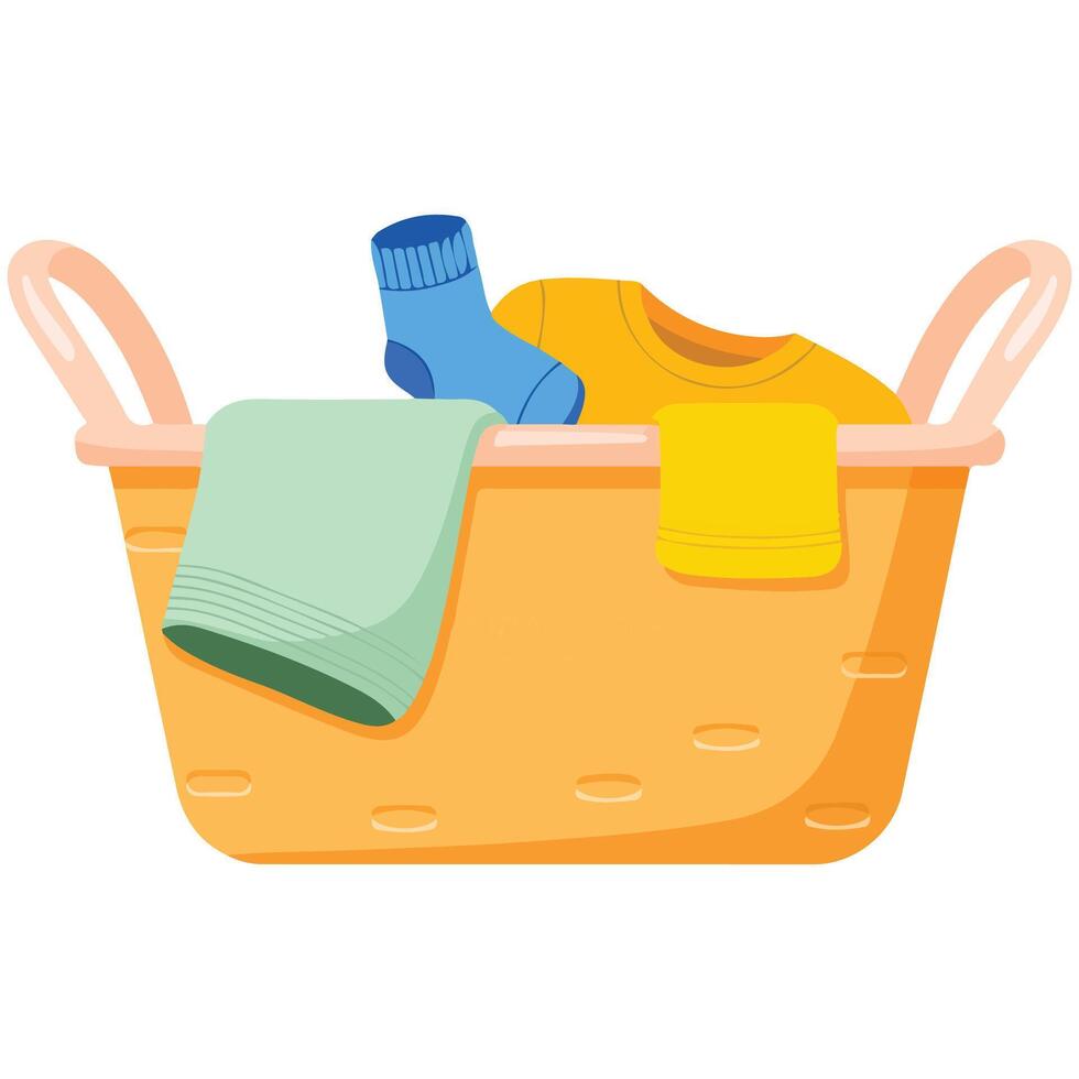 Basket dirty laundry household isolated white background vector