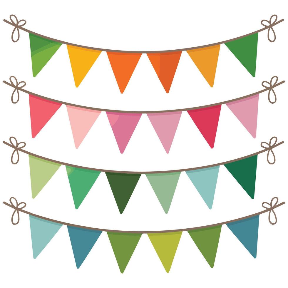 Paper garlands holiday decor isolated white background vector