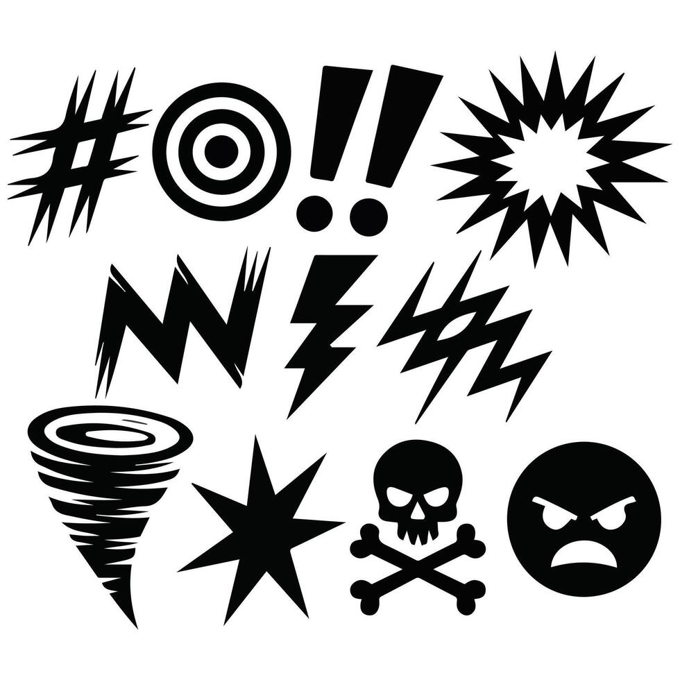 Swear censor icons set isolated white background vector