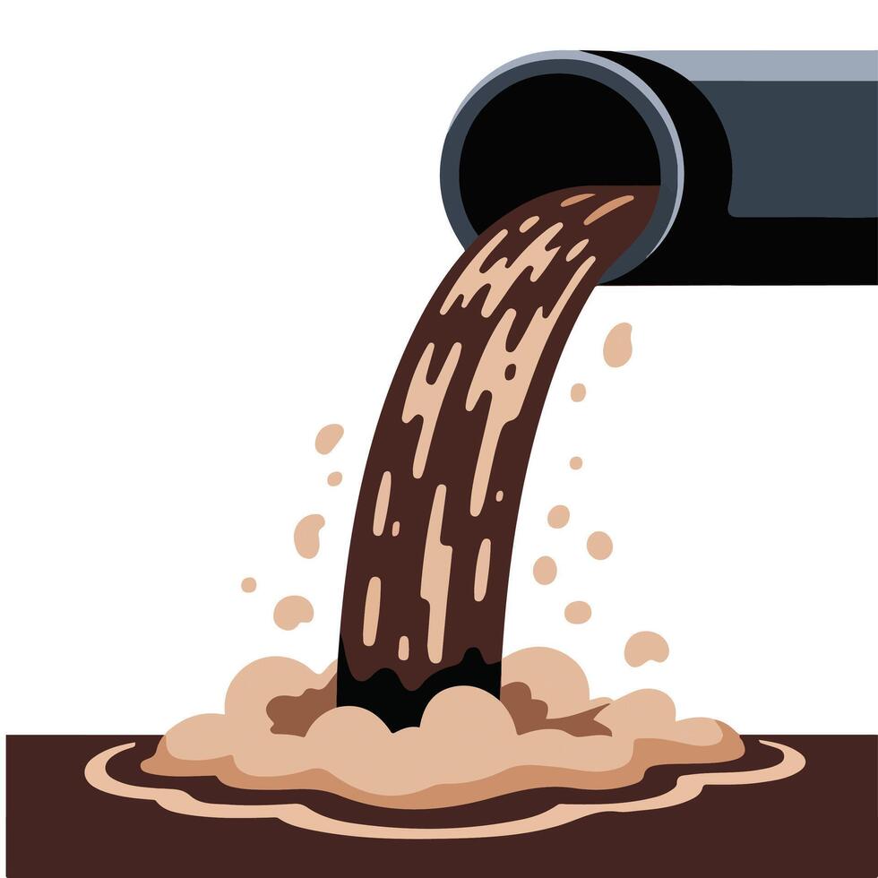 Industrial waste pipe pollution isolated white background vector