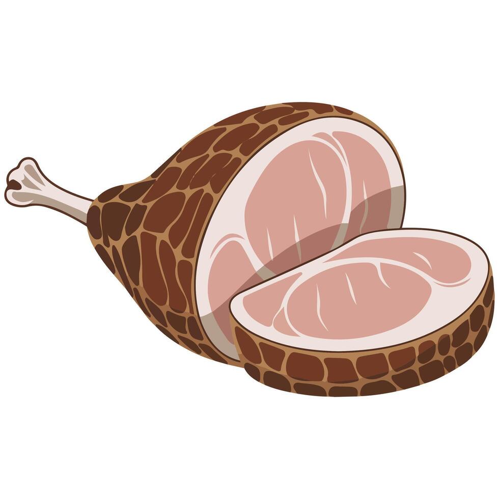 Cartoon ham slice meat isolated white background vector