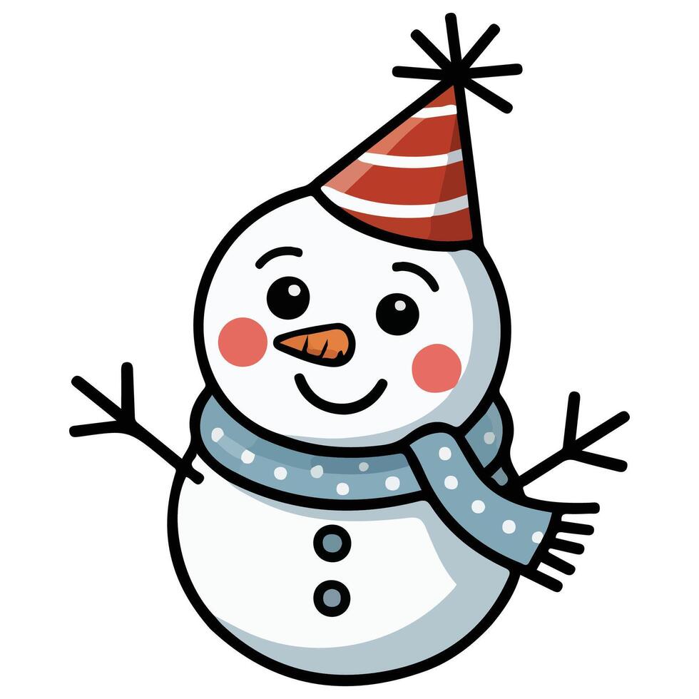 Snowman blue scarf winter isolated white background vector