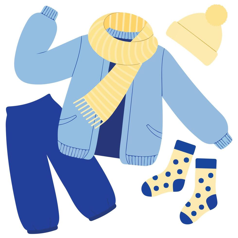 Winter clothing jacket set isolated white background vector