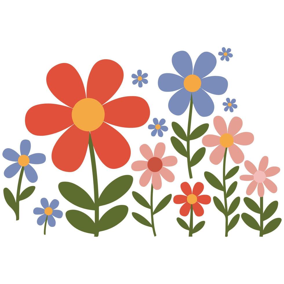 Ornate cartoon flower design isolated white background vector