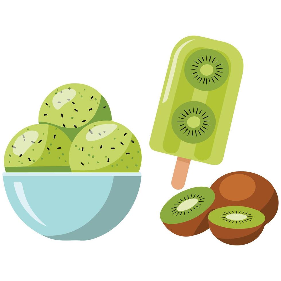 Fruity ice cream stick isolated white background vector