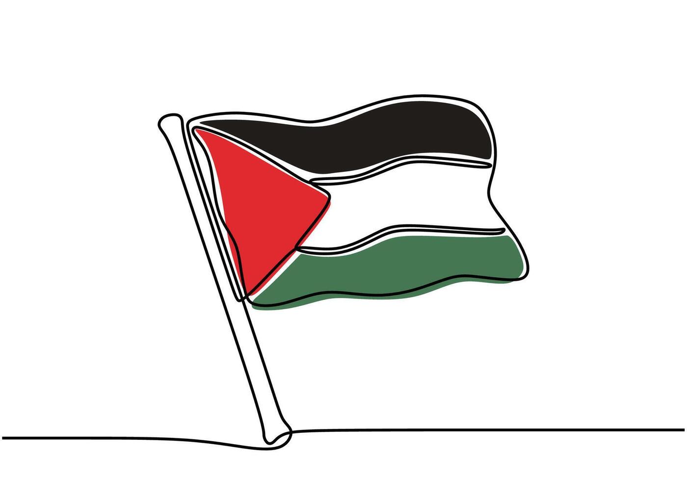 Palestinian Flag One Line Drawing vector