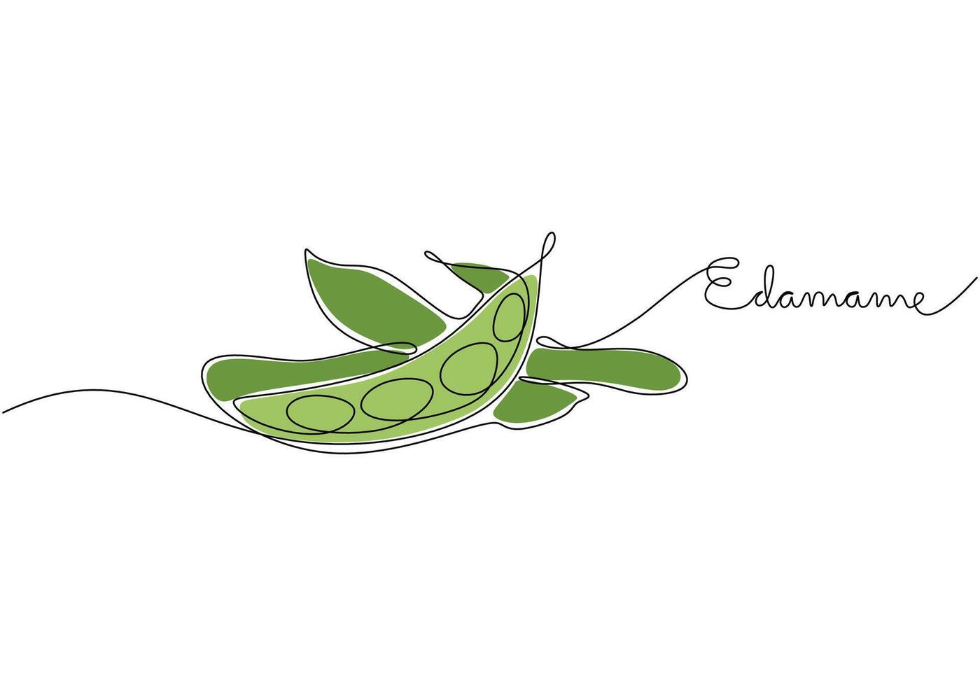 One line drawing of Organic green edamame. Representing plant-based protein and healthy snacking. vector