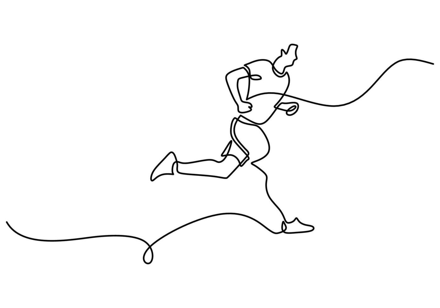 Jogger Action Continuous Line Drawing for Fitness Movement vector