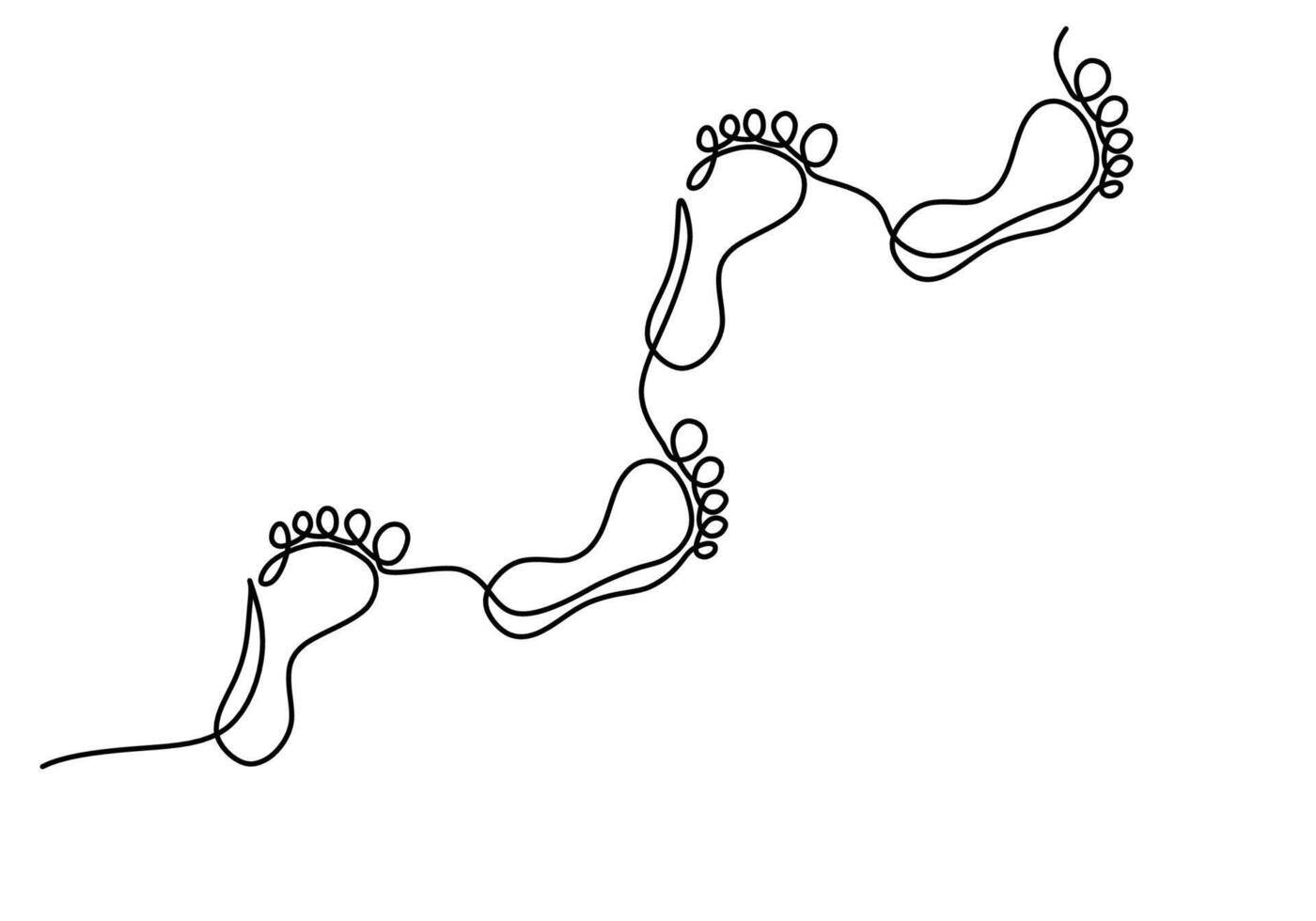 Footsteps One Line Drawing for a Wellness Journey vector
