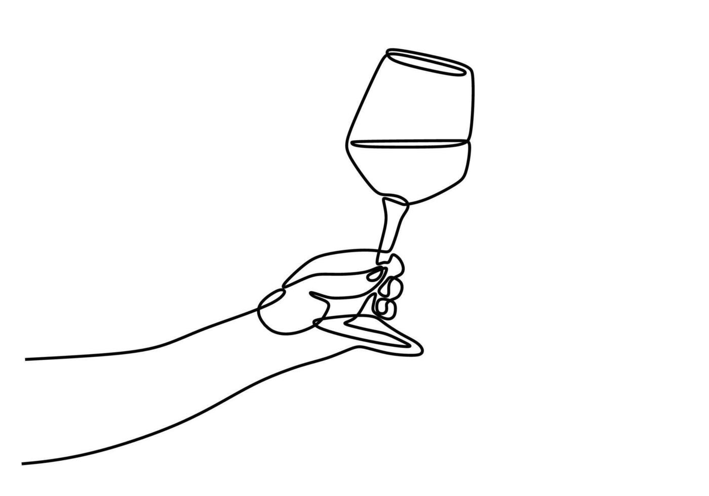 Hand with Wine Glass Continuous Line Drawing for Romantic Moment vector