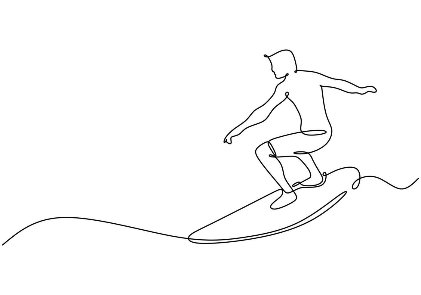 Surfing Sport Continuous Line Drawing for Dynamic Beach Energy vector