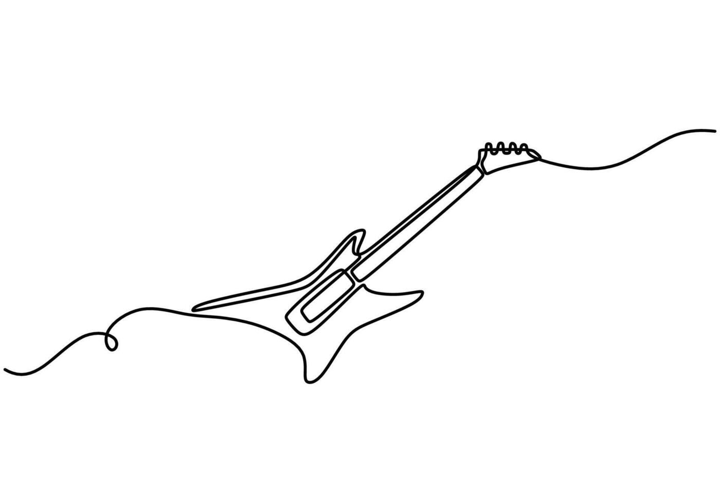 Electric Guitar Instrument One Line Drawing for Music vector