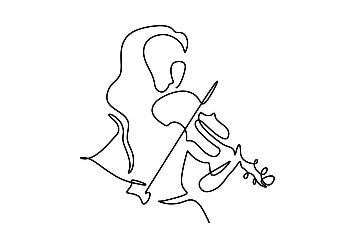 Girl Playing Violin Continuous Line Drawing Music Concept vector