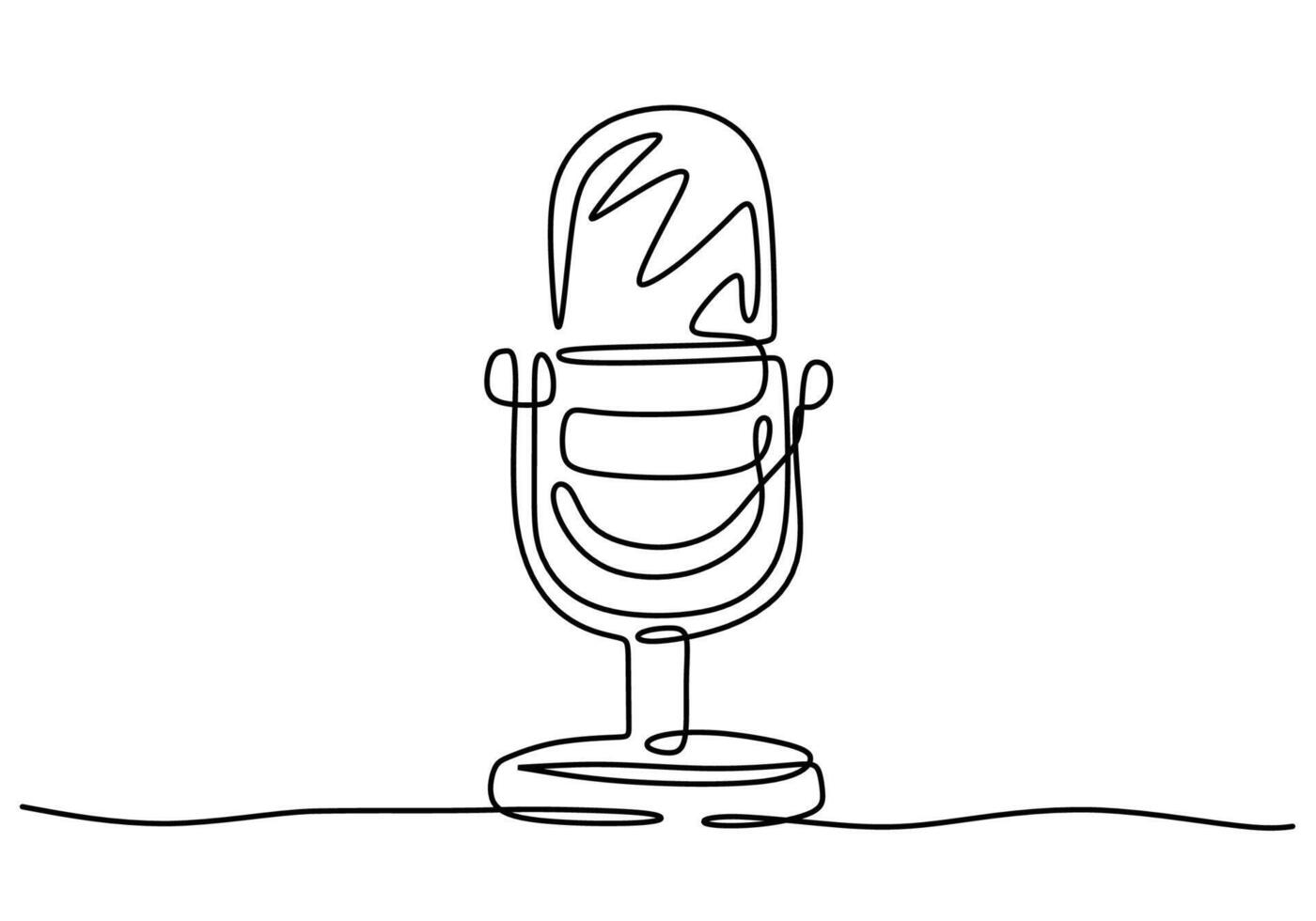 Podcast Microphone One Line Drawing for Broadcasting vector