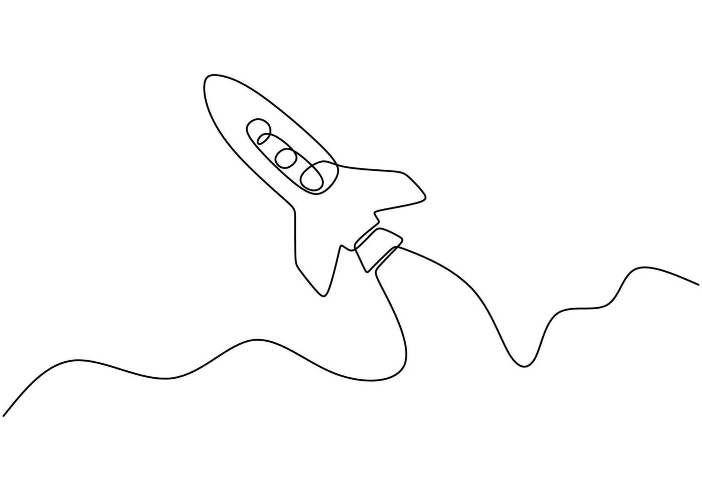 Rocket Ship Journey One Line Art for Business Growth vector
