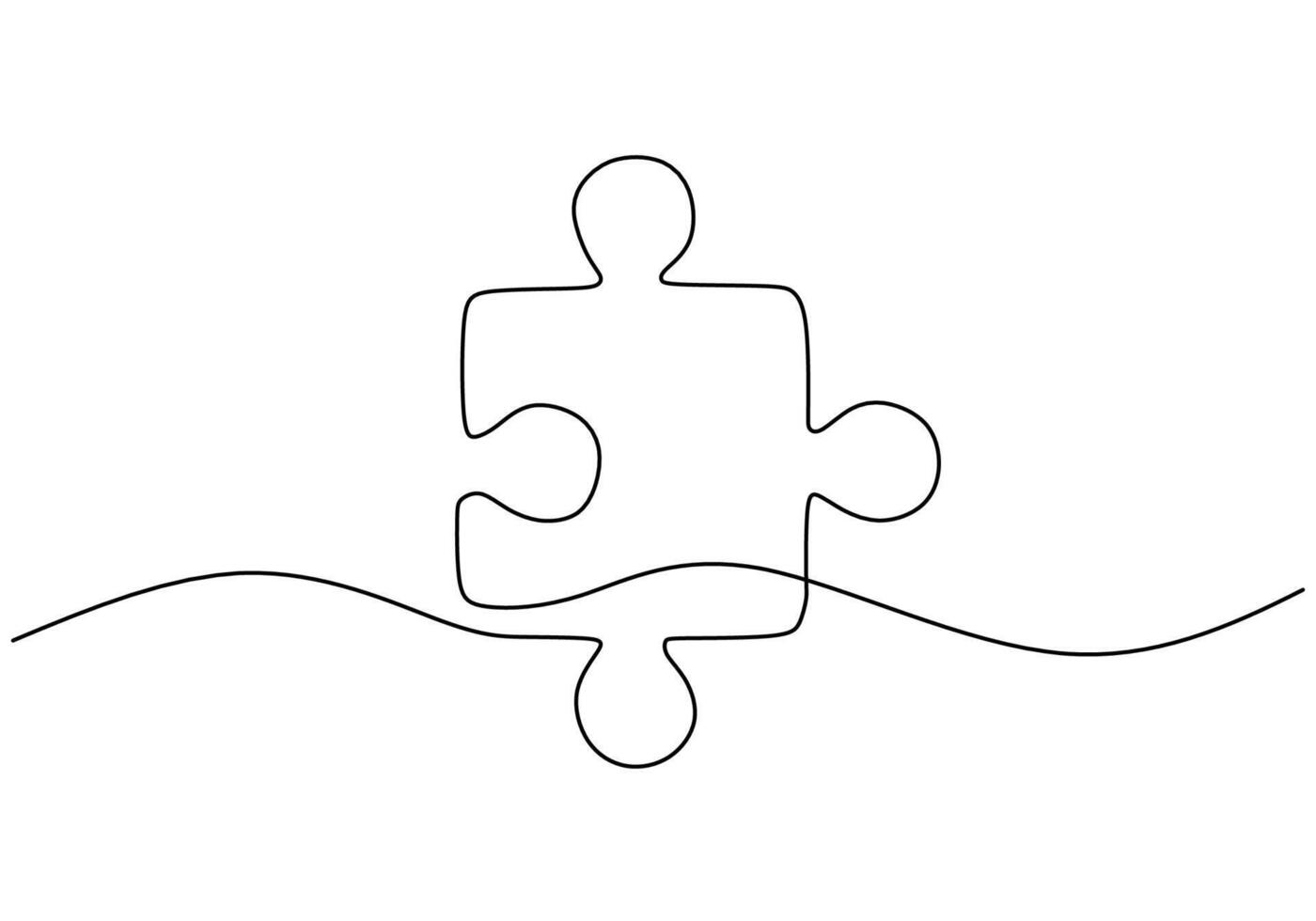 Jigsaw Piece One Line Art for Business Concepts vector