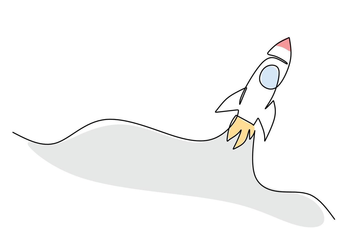 Rocket Exploring Universe Continuous Drawing for Future vector