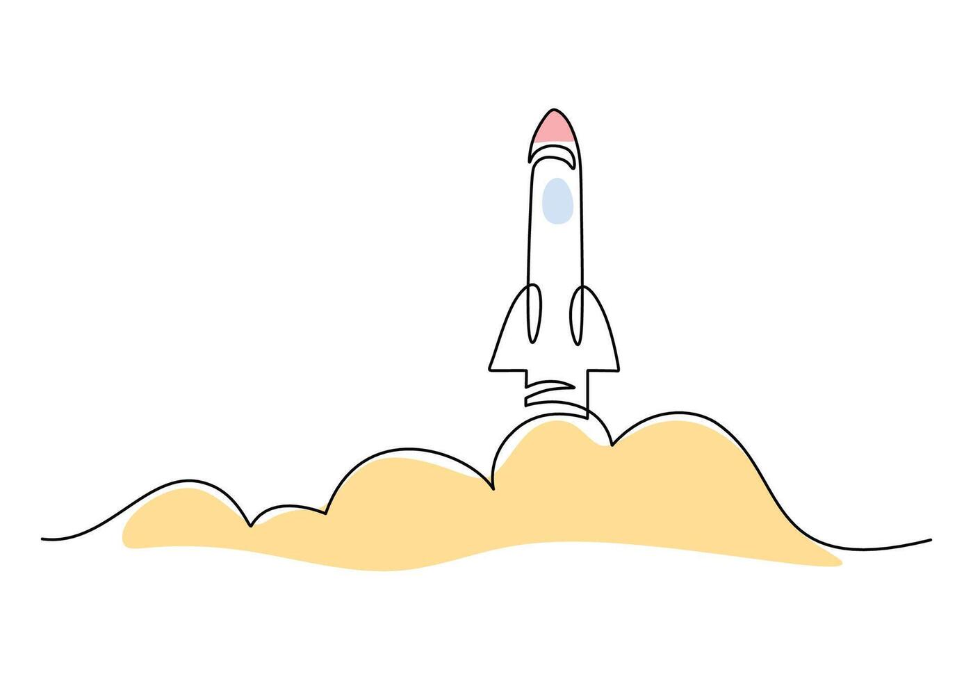 Spaceship Voyage Continuous Line Art for Exploration vector